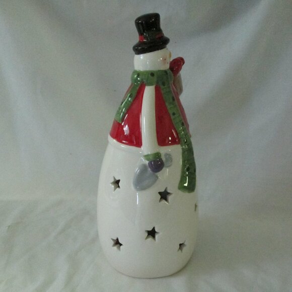 L.E.D. Color Changing Ceramic Snowman   Let It Snow - Picture 5 of 5